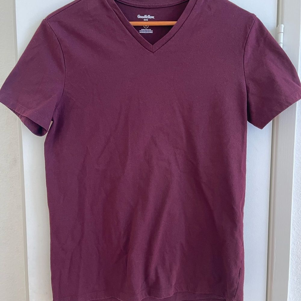 Goodfellow & Co Red Short Sleeve V Neck Tee
